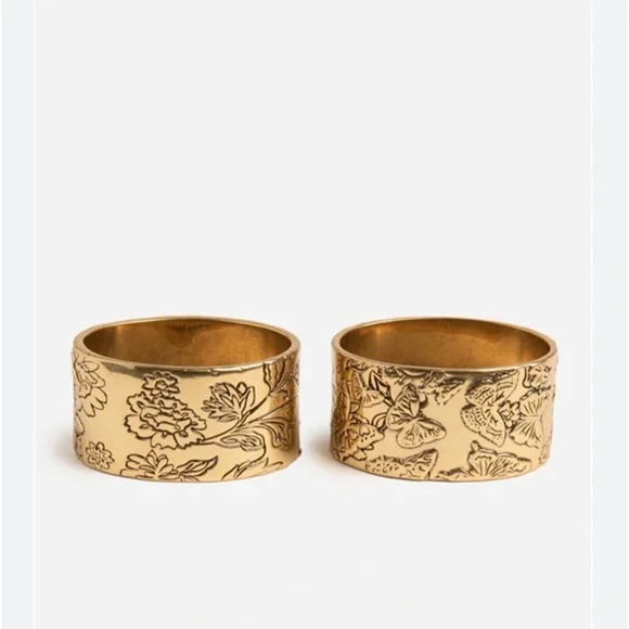 NWT set of 4 Johnny Was Butterfly 🦋 Brass Napkin Rings. - Picture 3 of 8